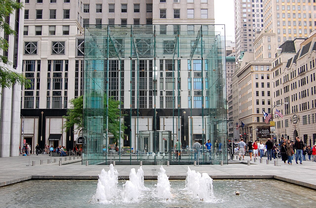 Apple's flagship Fifth Avenue store in New York. The keynote is expected to stream from Apple Park in Cupertino before devices reach stores around the world.